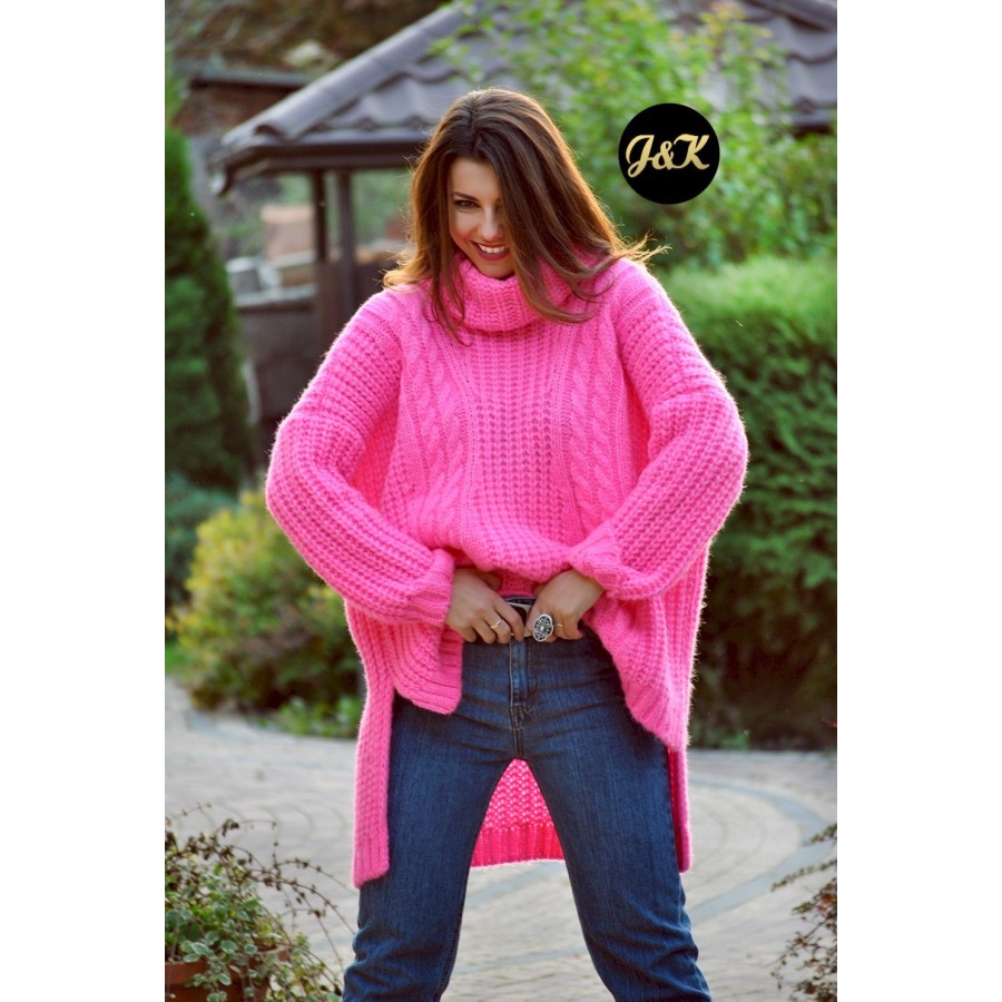 SWETER O GRUBYM SPLOCIE GOLF OVERSIZE SOPHIA J&K Swetry Damskie SWETER O GRUBYM SPLOCIE GOLF OVERSIZE SOPHIA J&K Swetry Damskie