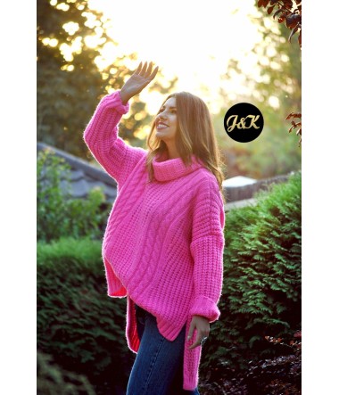 SWETER O GRUBYM SPLOCIE GOLF OVERSIZE SOPHIA  J&K Swetry Damskie