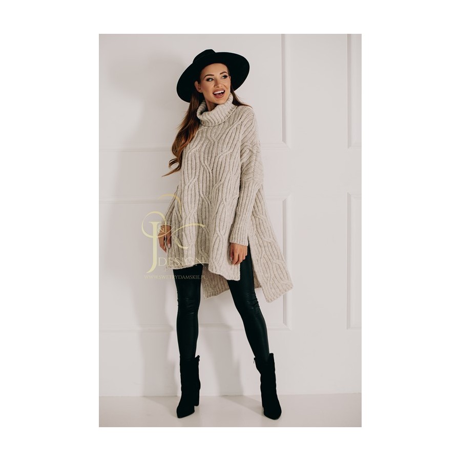 SWETER PONCZO GOLF OVERSIZE RITA J&K Swetry Damskie SWETER PONCZO GOLF OVERSIZE RITA J&K Swetry Damskie