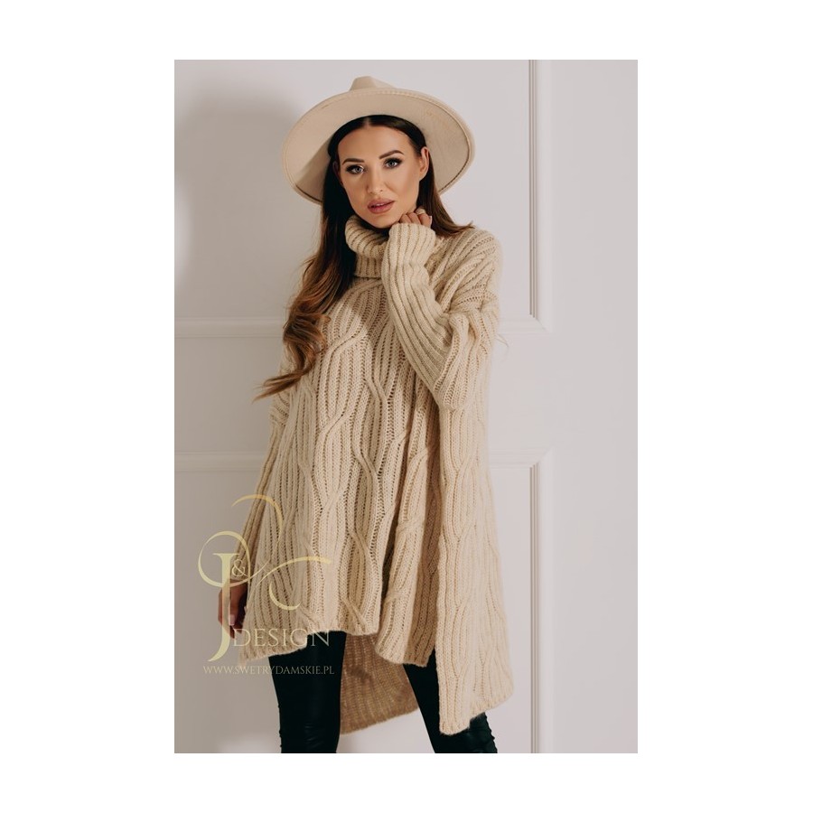SWETER PONCZO GOLF OVERSIZE RITA J&K Swetry Damskie SWETER PONCZO GOLF OVERSIZE RITA J&K Swetry Damskie