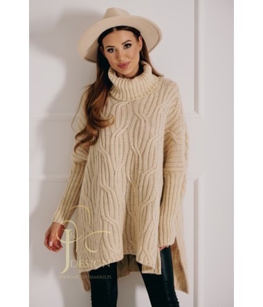 SWETER PONCZO GOLF OVERSIZE RITA J&K Swetry Damskie