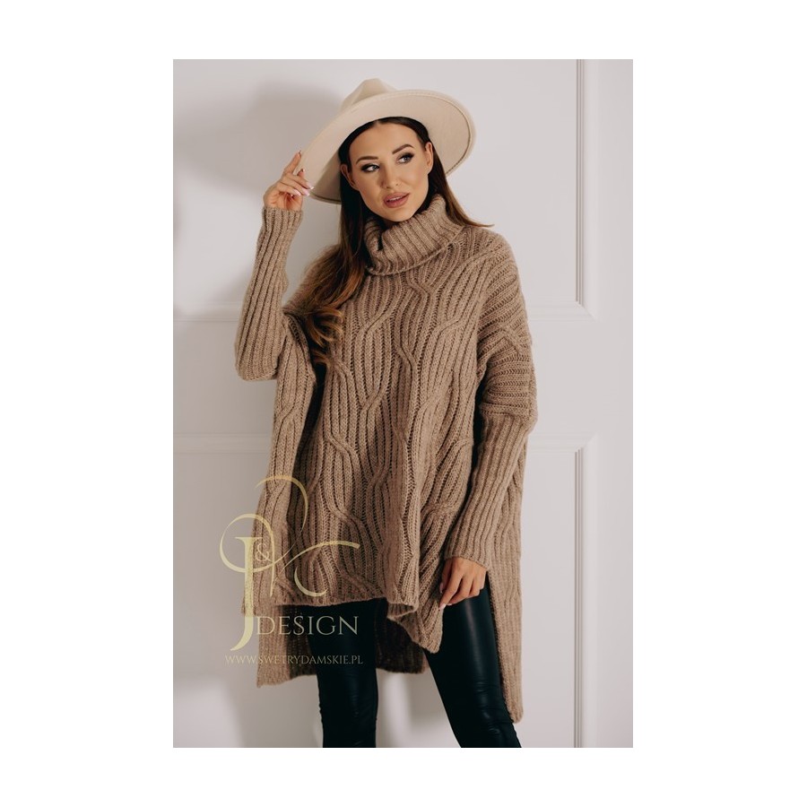 SWETER PONCZO GOLF OVERSIZE RITA J&K Swetry Damskie SWETER PONCZO GOLF OVERSIZE RITA J&K Swetry Damskie