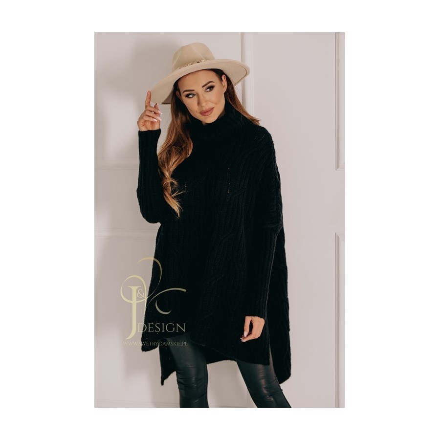 SWETER PONCZO GOLF OVERSIZE RITA J&K Swetry Damskie SWETER PONCZO GOLF OVERSIZE RITA J&K Swetry Damskie