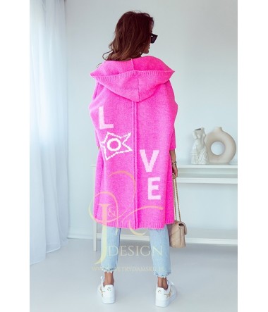 SWETER KARDIGAN Z NAPISEM LOVE KIKI J&K Swetry Damskie