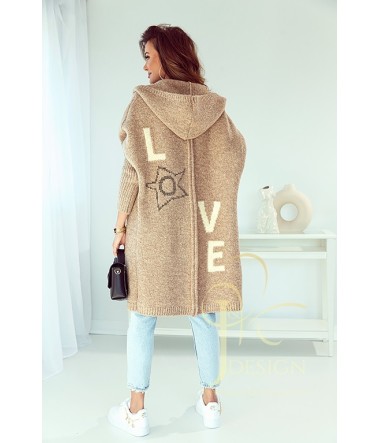 SWETER KARDIGAN Z NAPISEM LOVE KIKI J&K Swetry Damskie