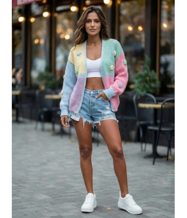 Kolorowy sweter z kwiatkami oversize damski Holly
