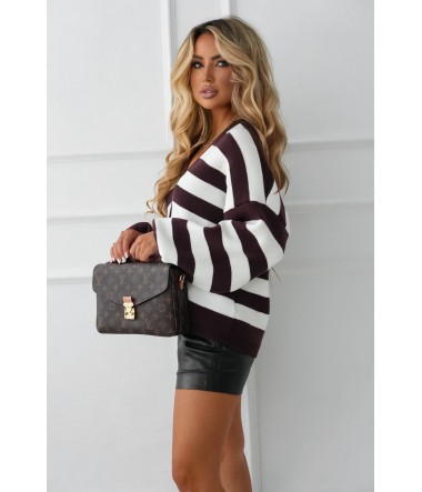Sweter w ozdobne pasy Gina